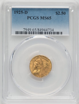 1925-D $2.50 Indian Quarter Eagle PCGS MS65