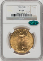1925 $20 CAC Saint-Gaudens Double Eagle NGC MS64