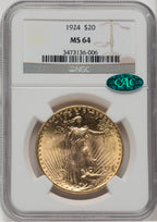 1924 $20 Saint CAC Saint-Gaudens Double Eagle NGC MS64