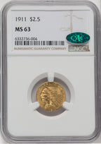 1911 $2.50 CAC Indian Quarter Eagle NGC MS63