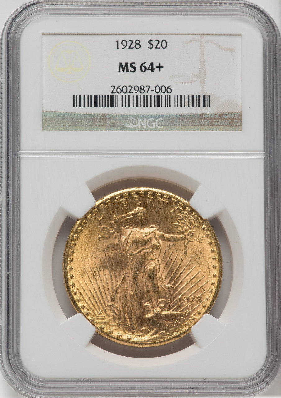 1928 $20 NGC Plus Saint-Gaudens Double Eagle NGC MS64+
