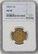 1838-C $5 Classic Half Eagle NGC AU50