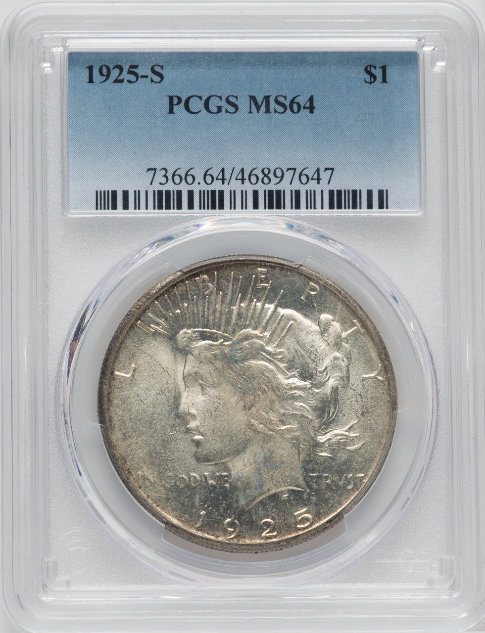 1925-S $1 Peace Dollar PCGS MS64