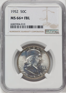 1952 50C FL NGC Plus Franklin Half Dollar NGC MS66+