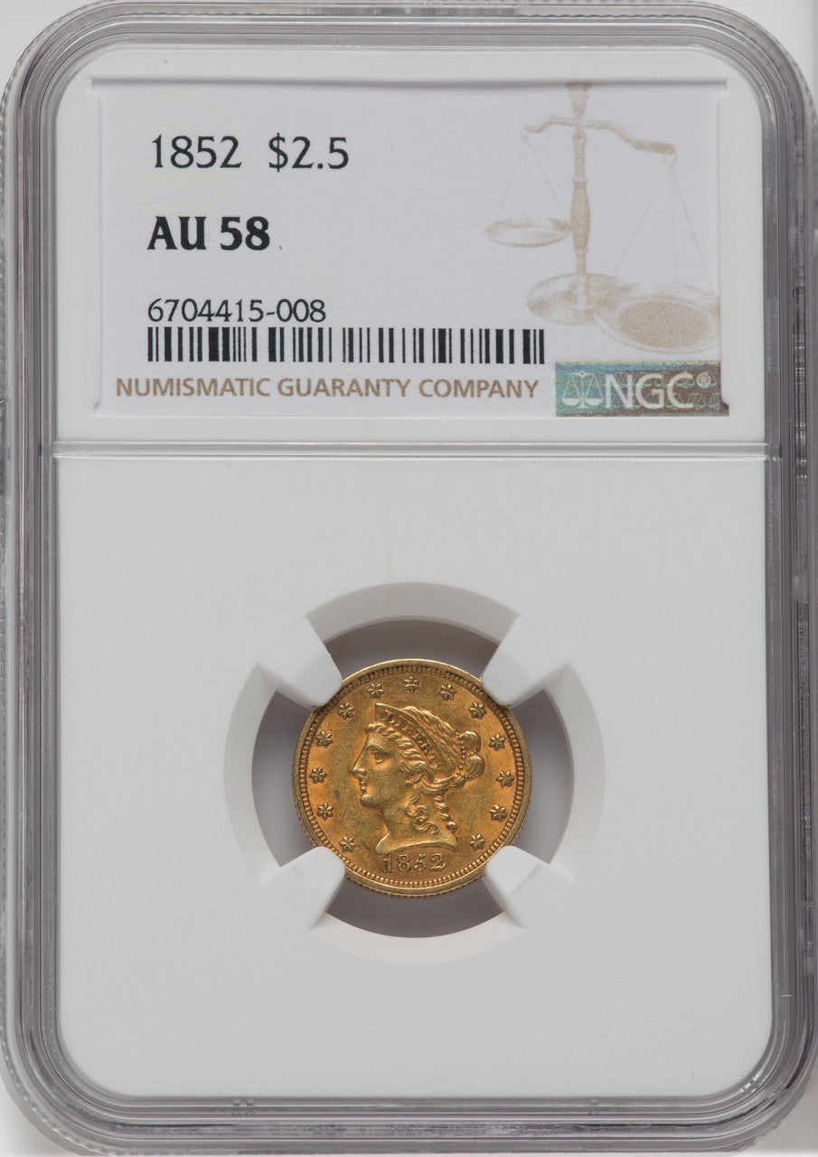 1852 $2.50 Liberty Quarter Eagle NGC AU58