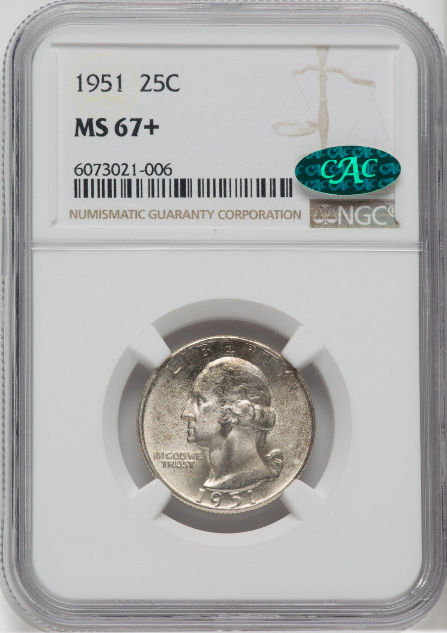 1951 25C Washington Quarter NGC MS67+ CAC