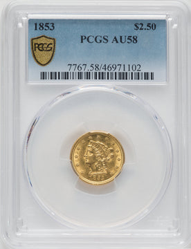 1853 $2.50 Liberty Quarter Eagle PCGS AU58