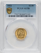 1853 $2.50 Liberty Quarter Eagle PCGS AU58