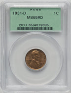 1931-D 1C RD Lincoln Cent PCGS MS65