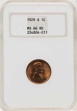 1929-S 1C RD Lincoln Cent NGC MS66