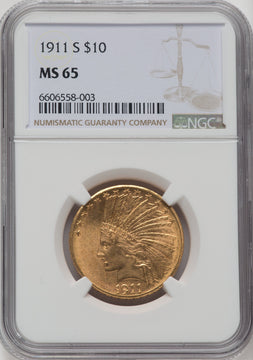 1911-S $10 Indian Eagle NGC MS65