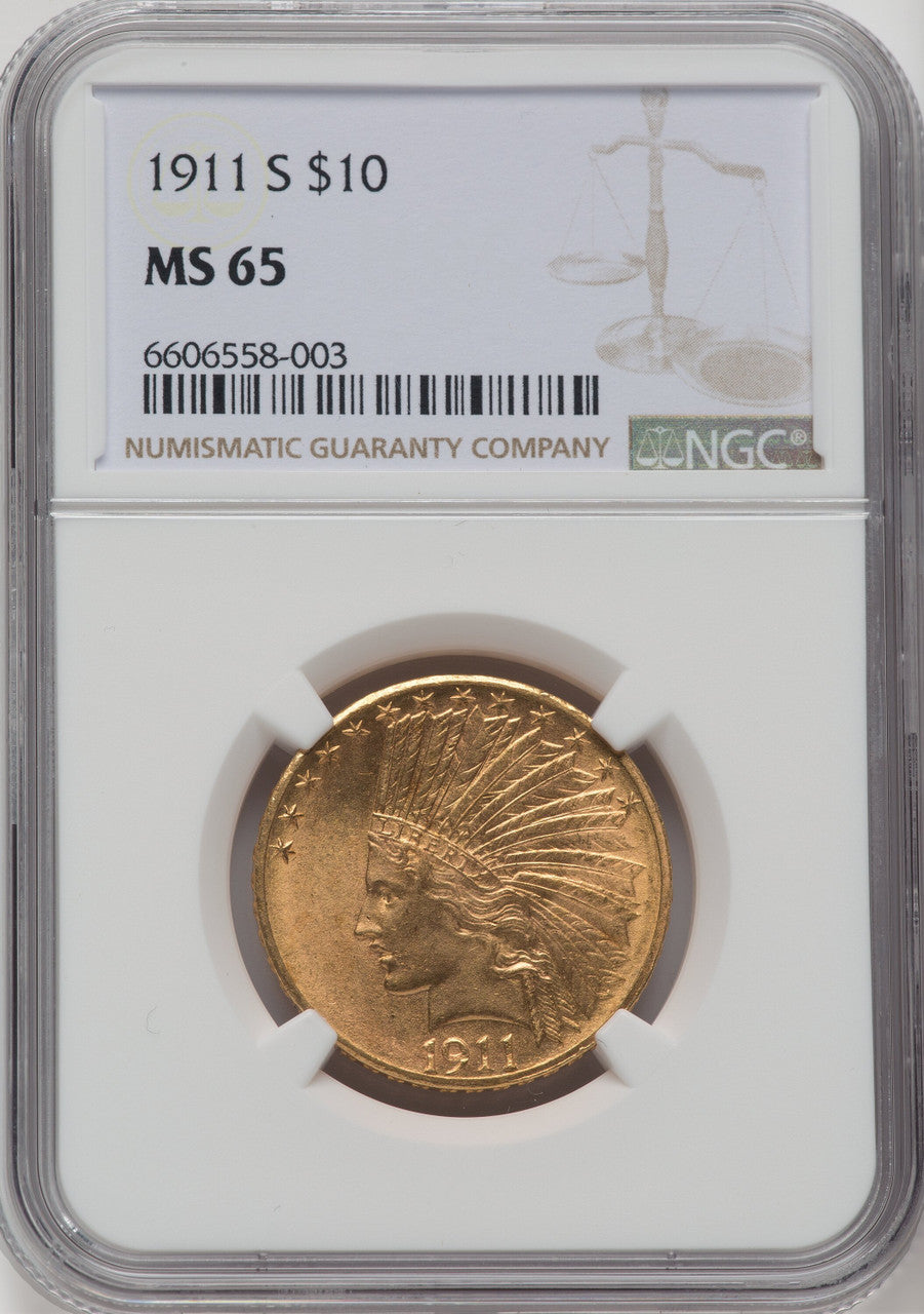 1911-S $10 Indian Eagle NGC MS65