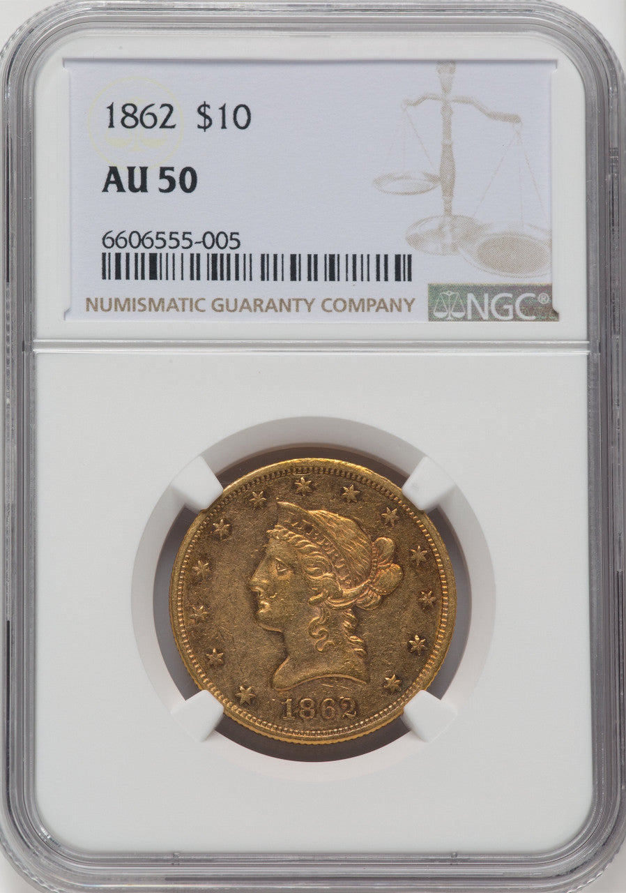 1862 $10 Liberty Eagle NGC AU50