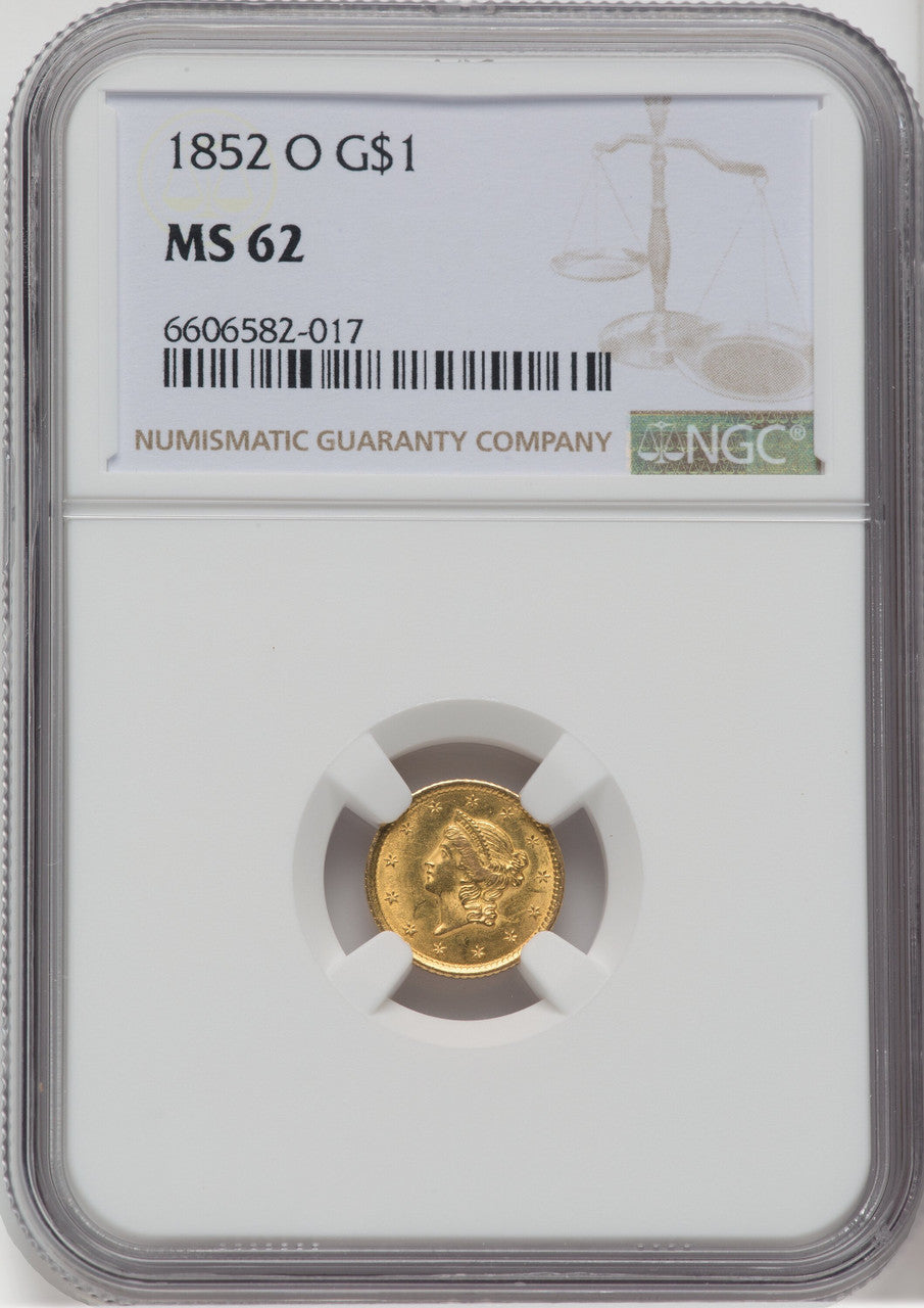 1852-O G$1 Gold Dollar NGC MS62