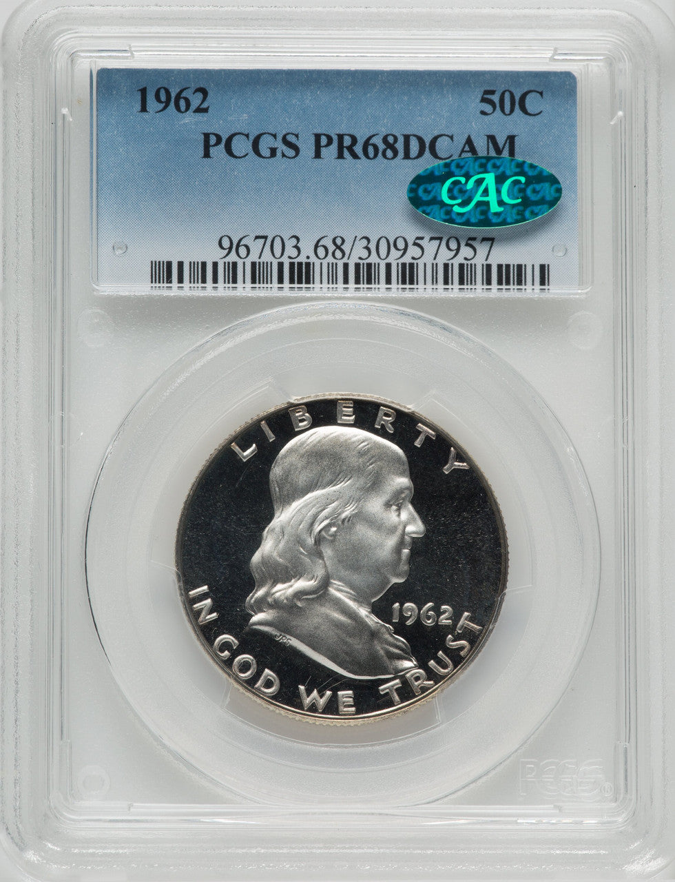 1962 50C CAC Proof Franklin Half Dollar PCGS PR68