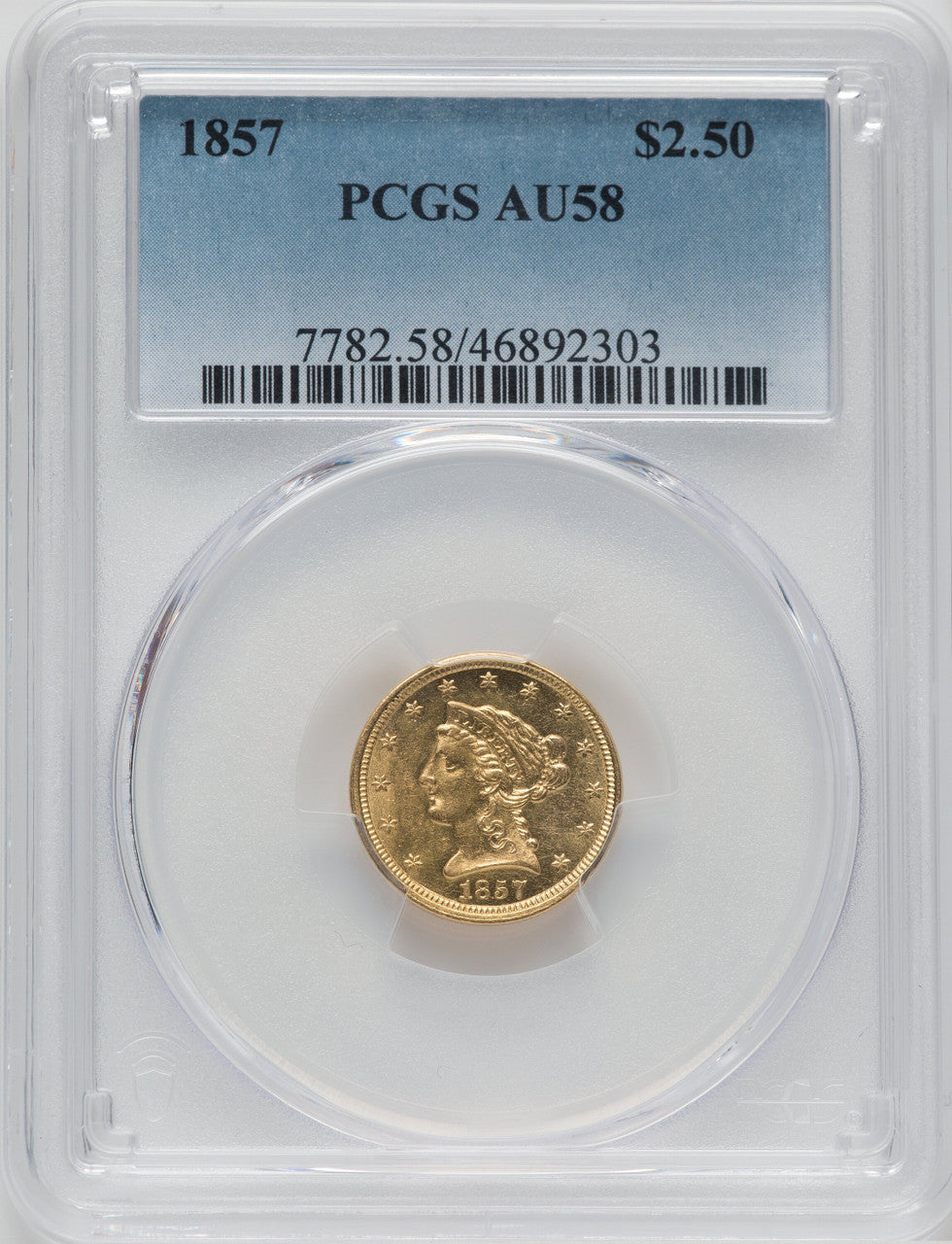1857 $2.50 Liberty Quarter Eagle PCGS AU58