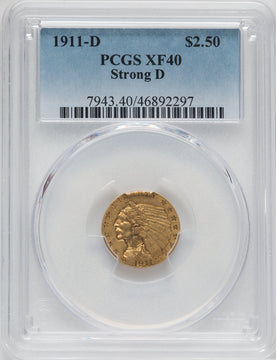 1911-D $2.50 Indian Quarter Eagle PCGS XF40