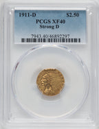 1911-D $2.50 Indian Quarter Eagle PCGS XF40