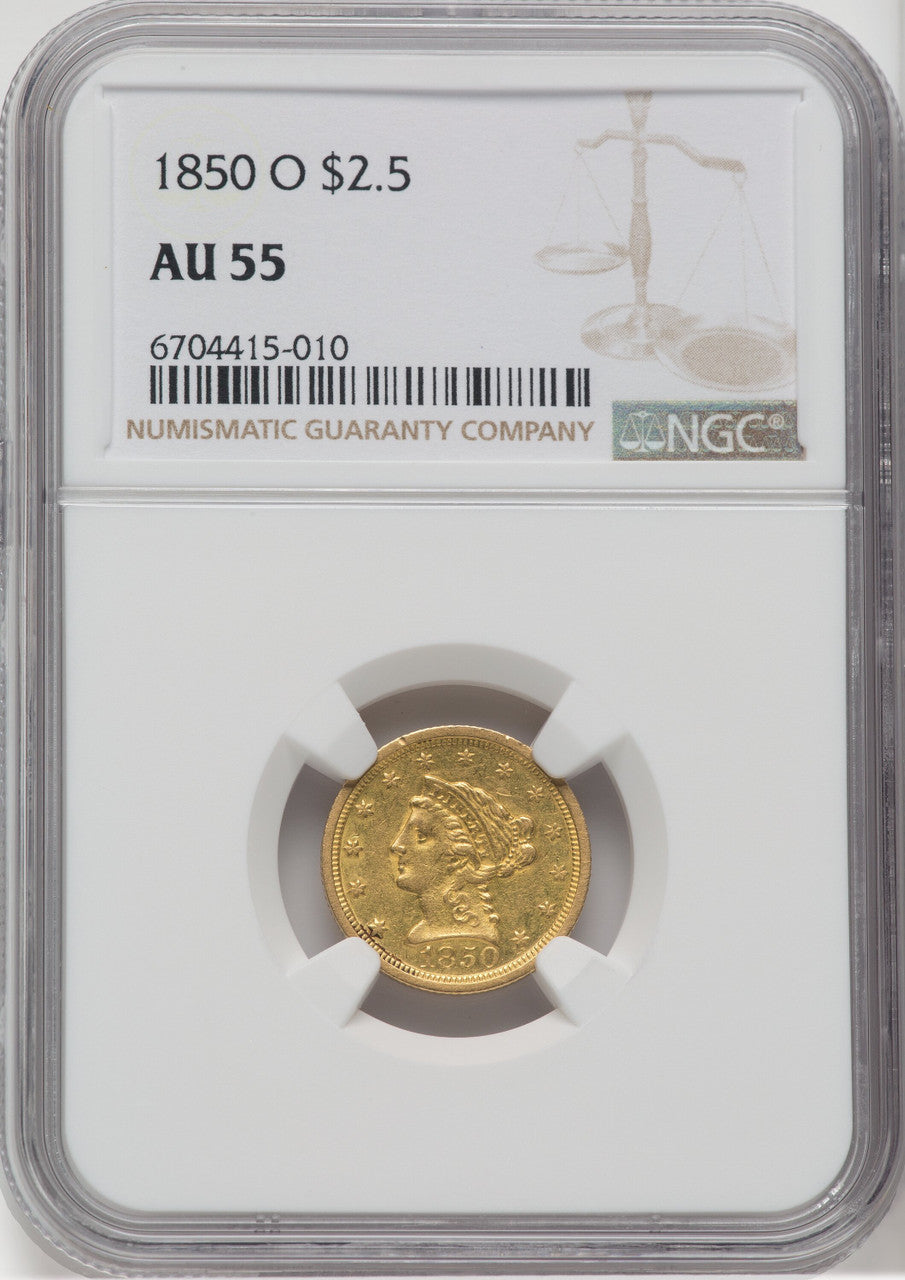 1850-O $2.50 Liberty Quarter Eagle NGC AU55