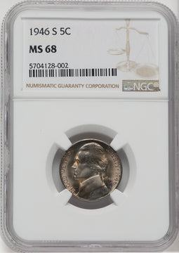 1946-S 5C Jefferson Nickel NGC MS68