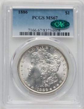 1886 $1 CAC Morgan Dollar PCGS MS67