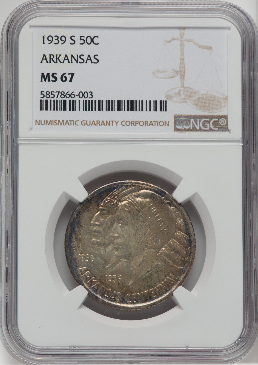 1939-S 50C Arkansas Commemorative Silver NGC MS67