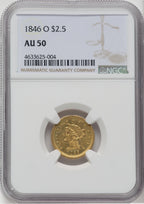 1846-O $2.50 Liberty Quarter Eagle NGC AU50