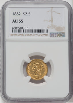 1852 $2.50 Liberty Quarter Eagle NGC AU55