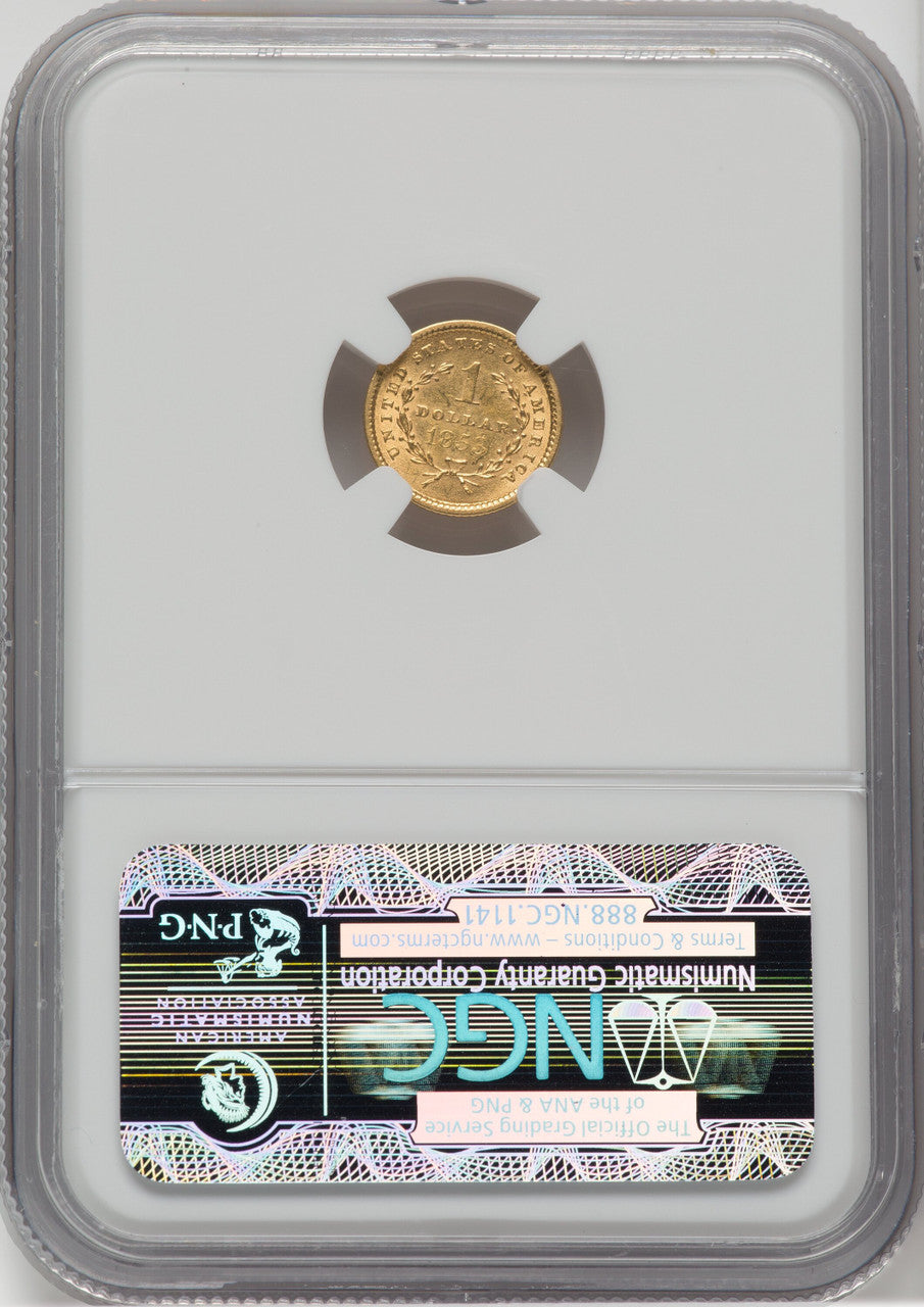 1853 G$1 CAC Gold Dollar NGC AU58