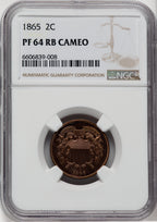 1865 2C CA Proof Two Cent Pieces NGC PR64