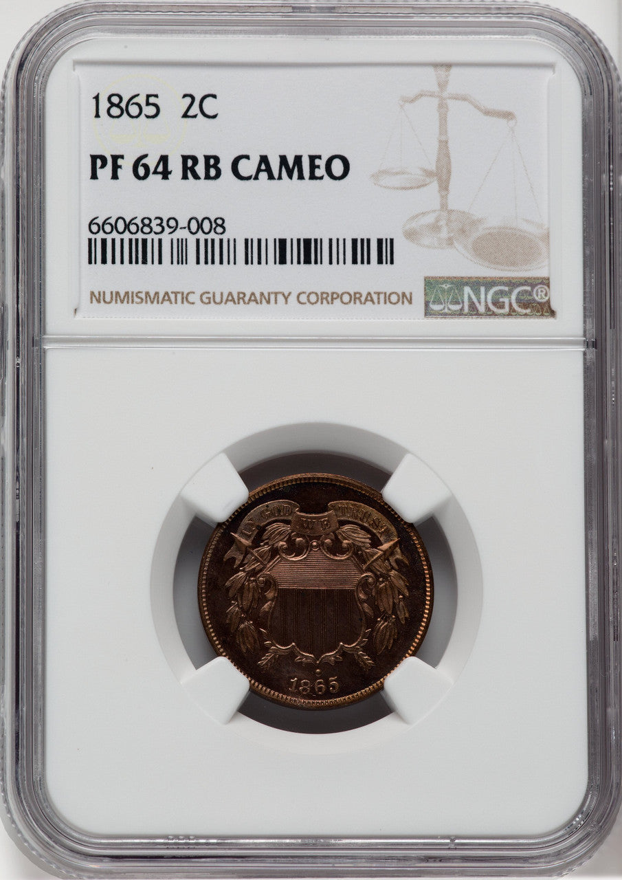 1865 2C CA Proof Two Cent Pieces NGC PR64