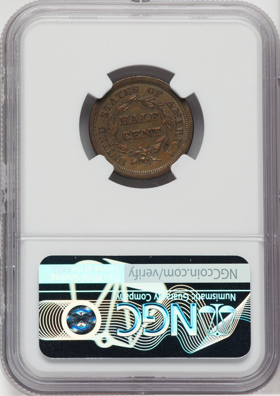 1850 1/2 C C-1 BN Half Cent NGC MS61
