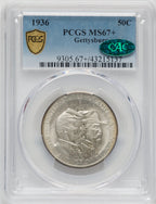 1936 50C Gettysburg CAC Commemorative Silver PCGS MS67+