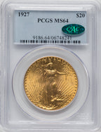 1927 $20 CAC Saint-Gaudens Double Eagle PCGS MS64