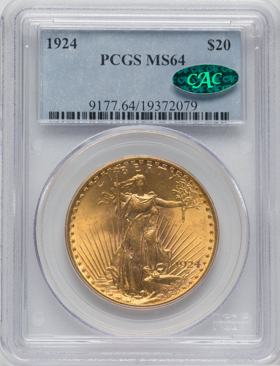 1924 $20 Saint CAC Saint-Gaudens Double Eagle PCGS MS64