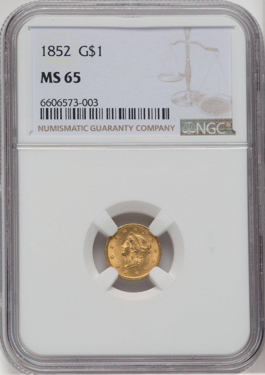 1852 G$1 Gold Dollar NGC MS65