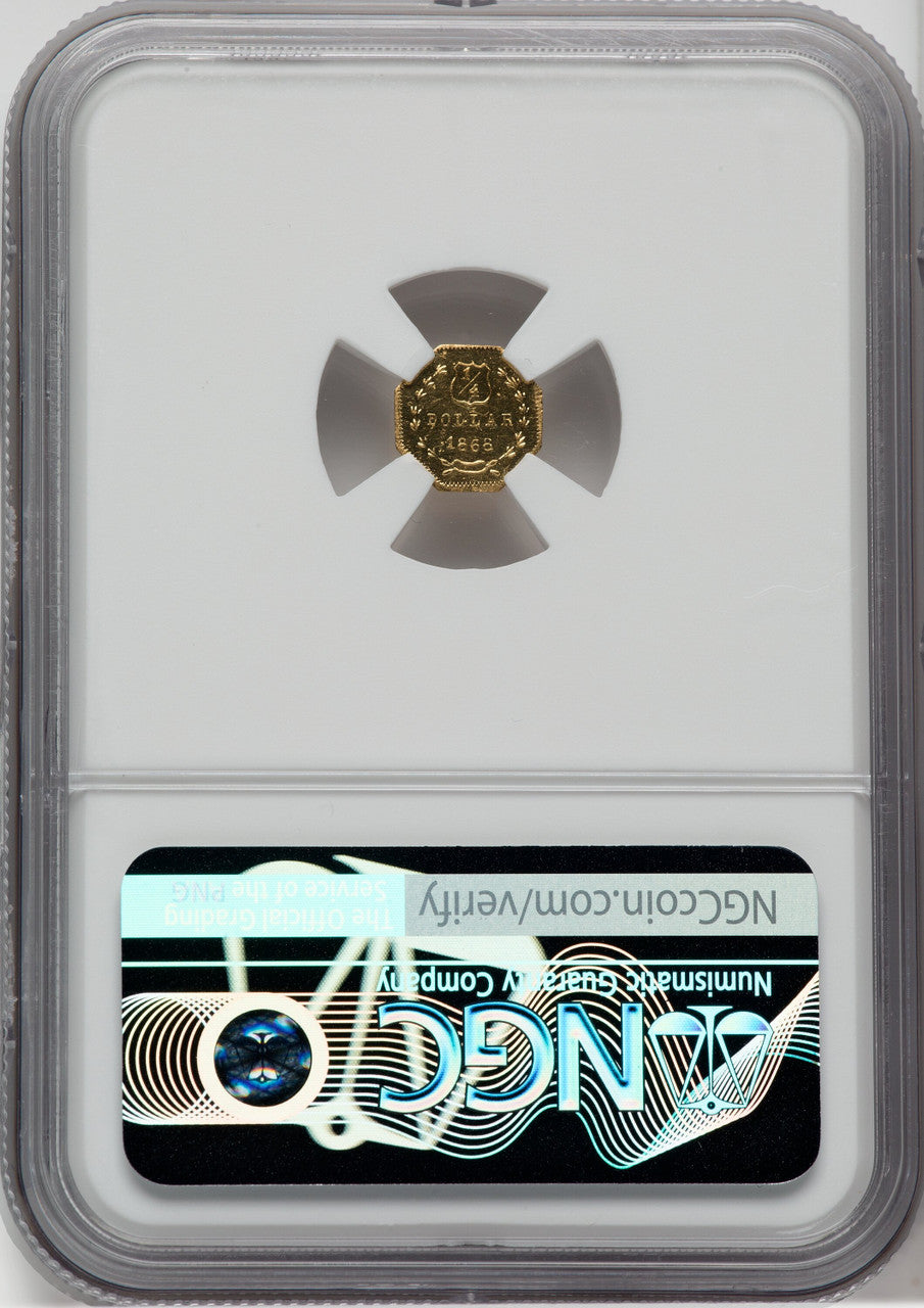 1868 25C BG-746 MSPL California Fractional Gold NGC MS64