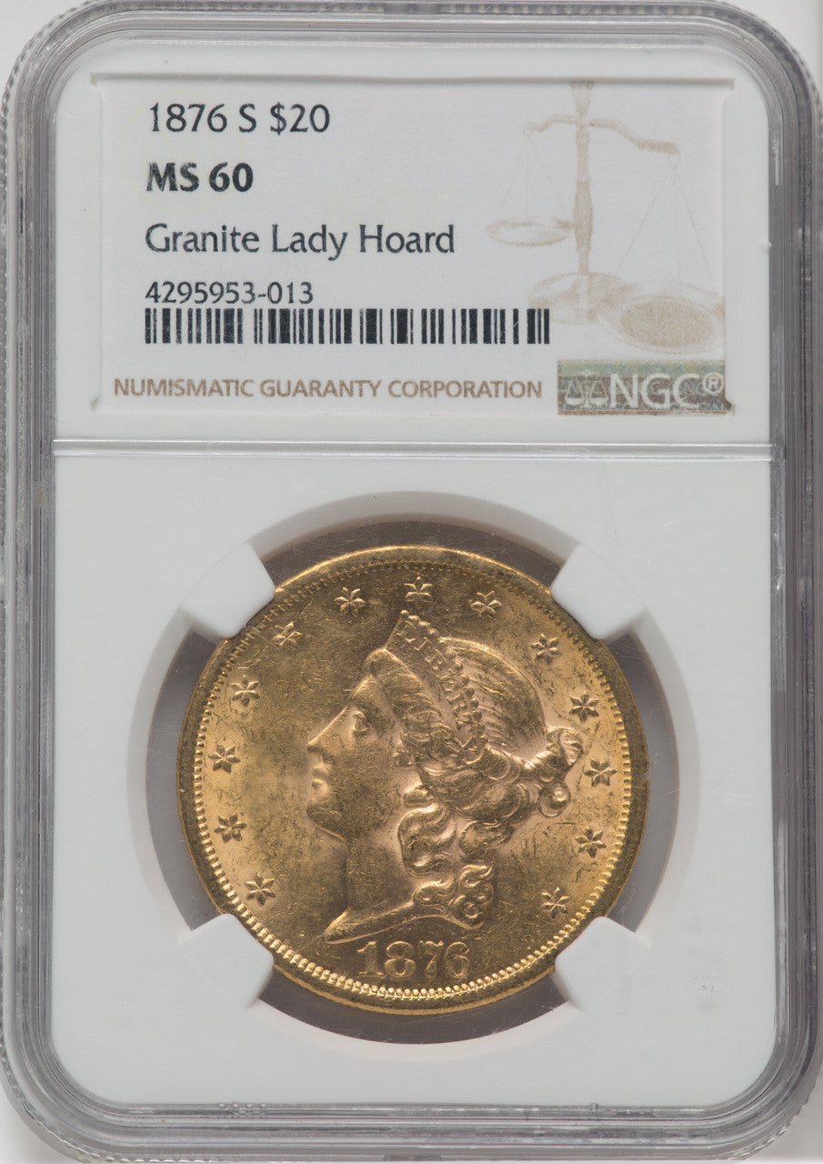 1876-S $20 Liberty Double Eagle NGC MS60