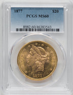 1877 $20 Liberty Double Eagle PCGS MS60 (759301029)