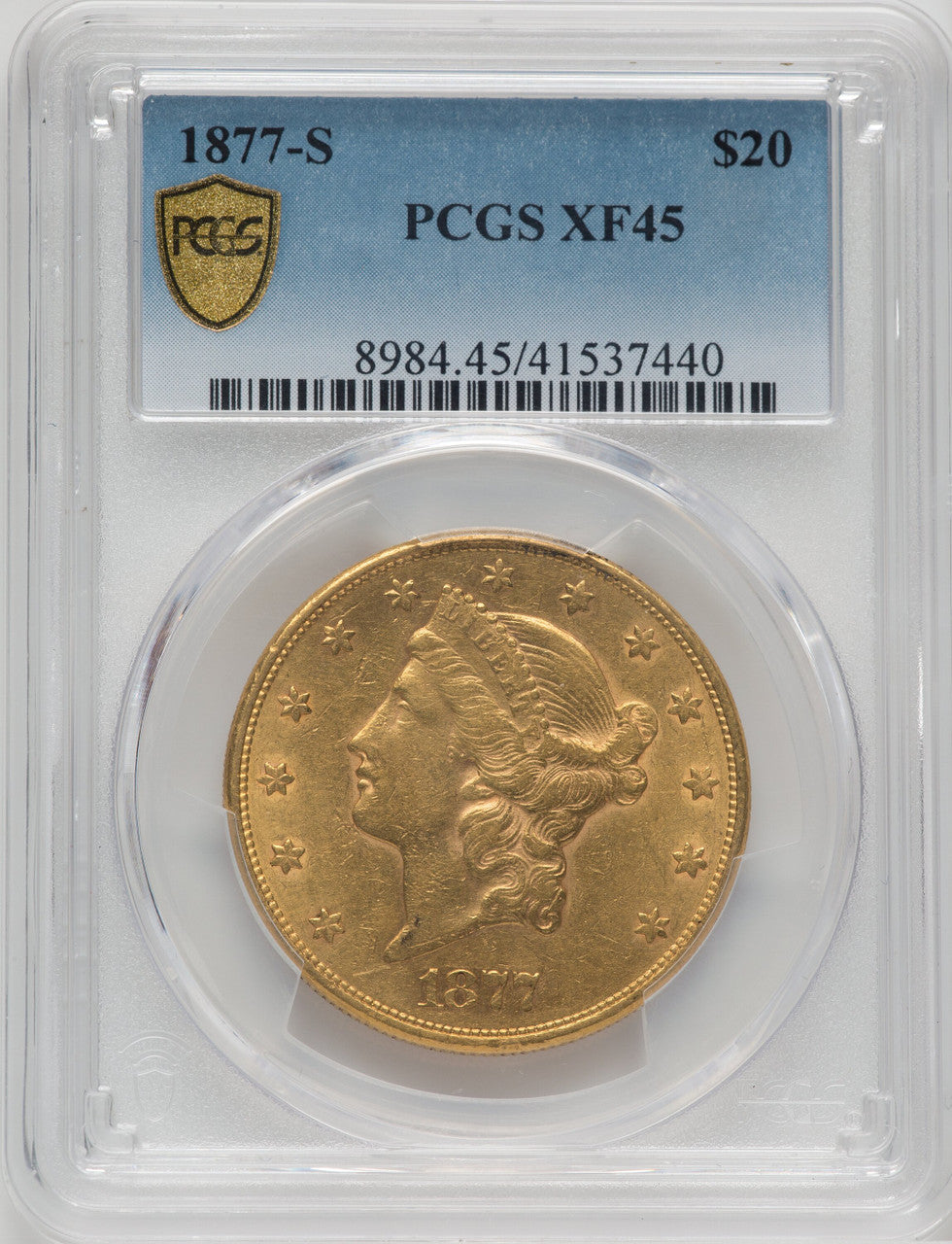 1877-S $20 Liberty Double Eagle PCGS XF45