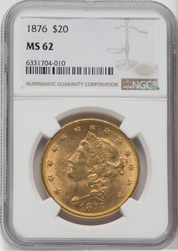 1876 $20 Liberty Double Eagle NGC MS62