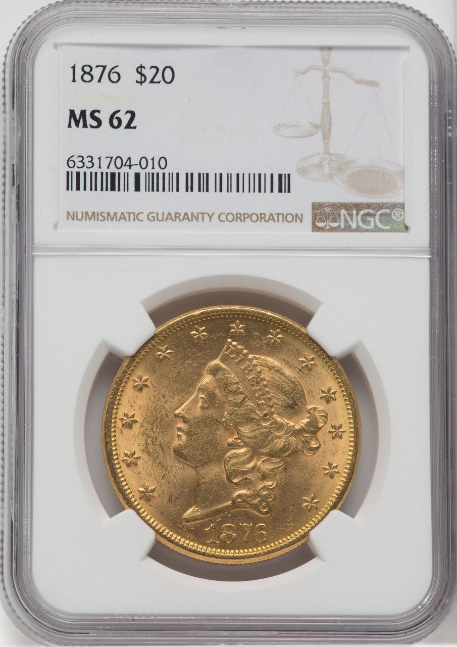 1876 $20 Liberty Double Eagle NGC MS62
