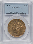 1876-S $20 Liberty Double Eagle PCGS XF45
