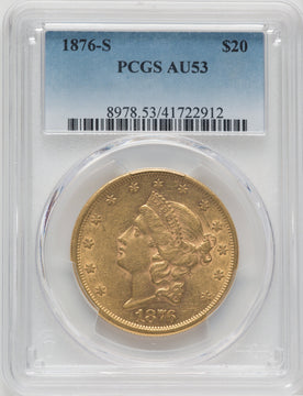 1876-S $20 Liberty Double Eagle PCGS AU53