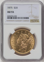 1875 $20 Liberty Double Eagle NGC AU55