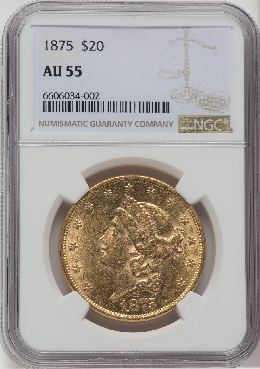 1875 $20 Liberty Double Eagle NGC AU55