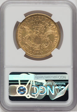 1873-S $20 Closed 3 Liberty Double Eagle NGC AU53