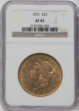 1872 $20 Liberty Double Eagle NGC XF45
