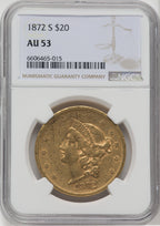 1872-S $20 Liberty Double Eagle NGC AU53