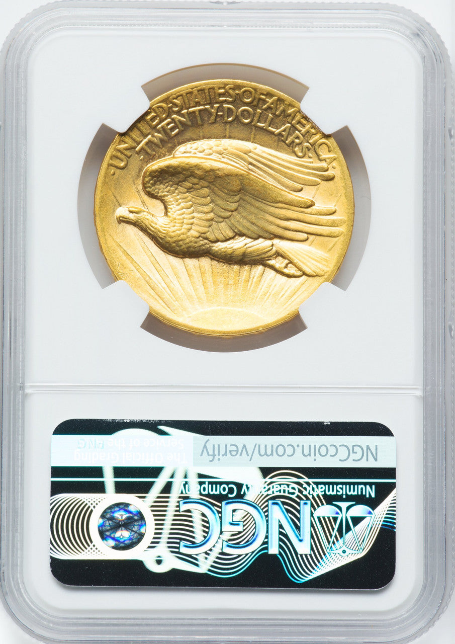 1907 $20 Flat Rim High Relief Double Eagle NGC MS64